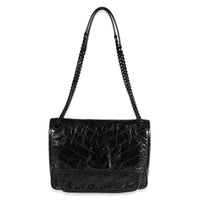 Saint Laurent So Black Crinkled Vintage Leather Medium Niki Flap Bag