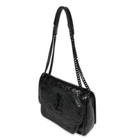 Saint Laurent So Black Crinkled Vintage Leather Medium Niki Flap Bag