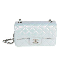 Chanel Iridescent Light Blue Quilted Calfskin Mini Rectangular Classic Flap, myGemma, FR