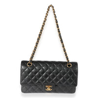 Chanel Black Quilted Caviar Medium Classic Double Flap Bag