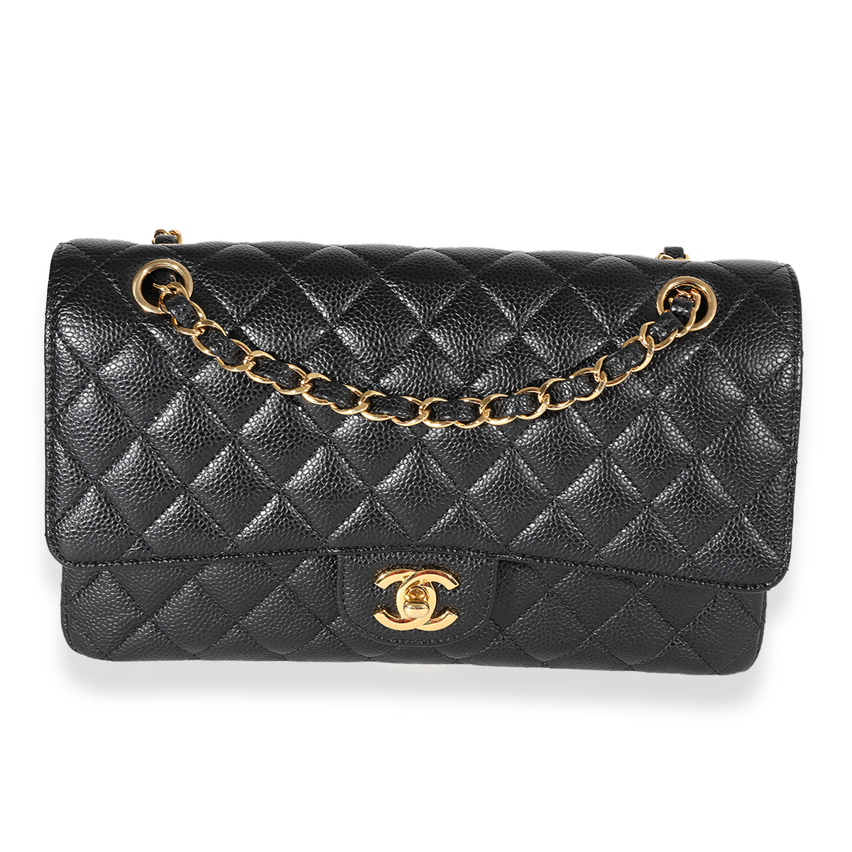 Chanel Black Quilted Caviar Medium Classic Double Flap Bag