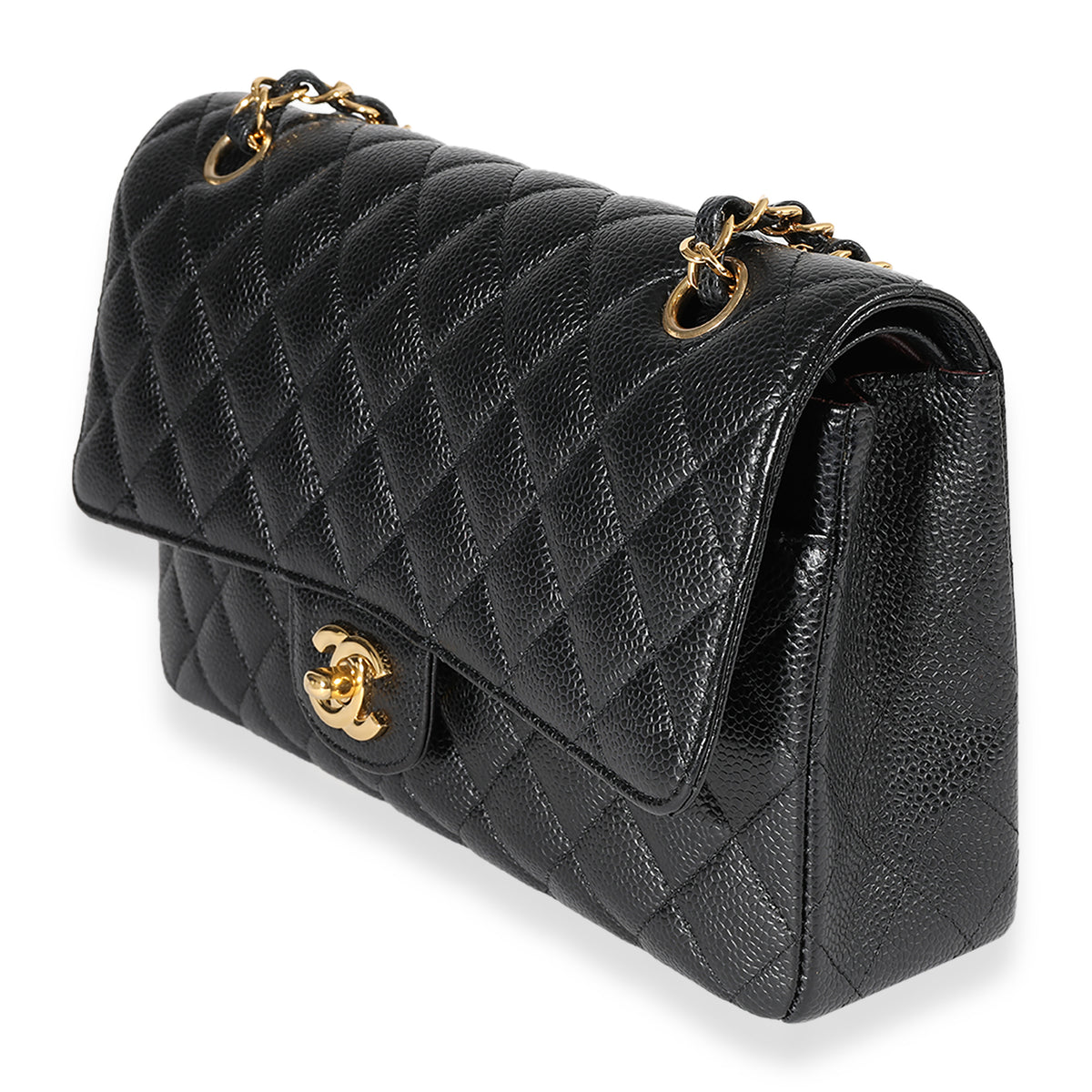 Chanel Black Quilted Caviar Medium Classic Double Flap Bag