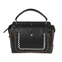 Fendi Black Whipstitch Leather Medium Dotcom Bag