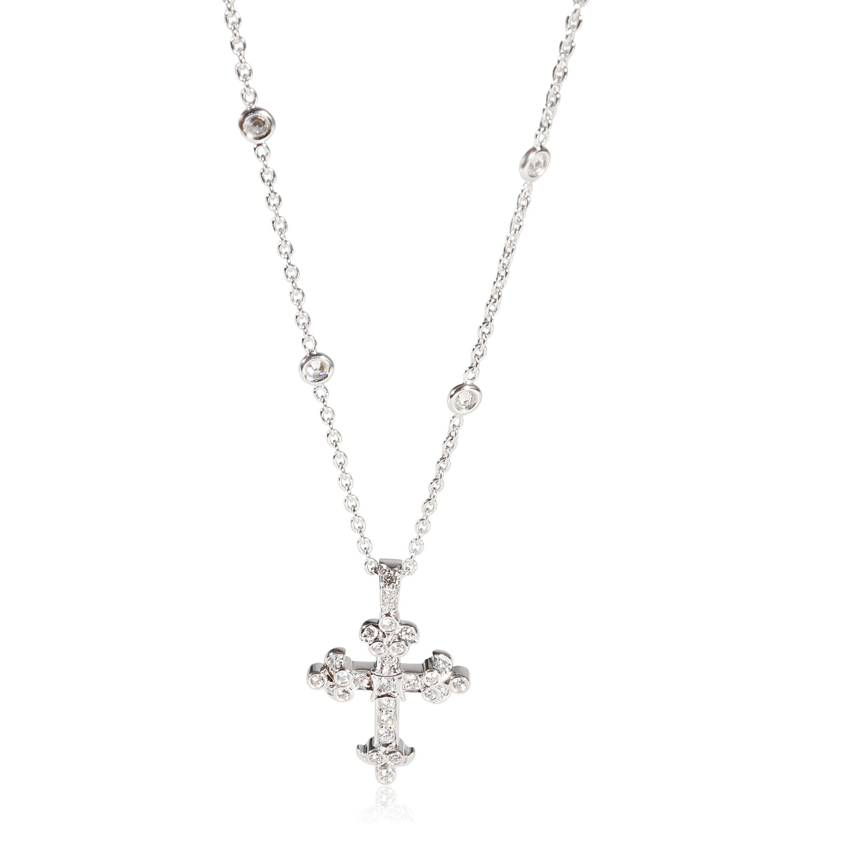 Penny Preville Diamond Cross Pendant in 18k White Gold 0.8 CTW