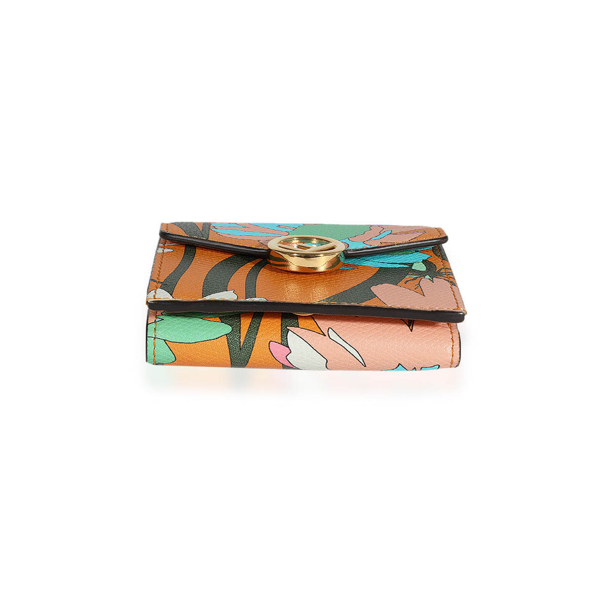 Fendi Multicolor Floral Printed Leather Micro Trifold Wallet