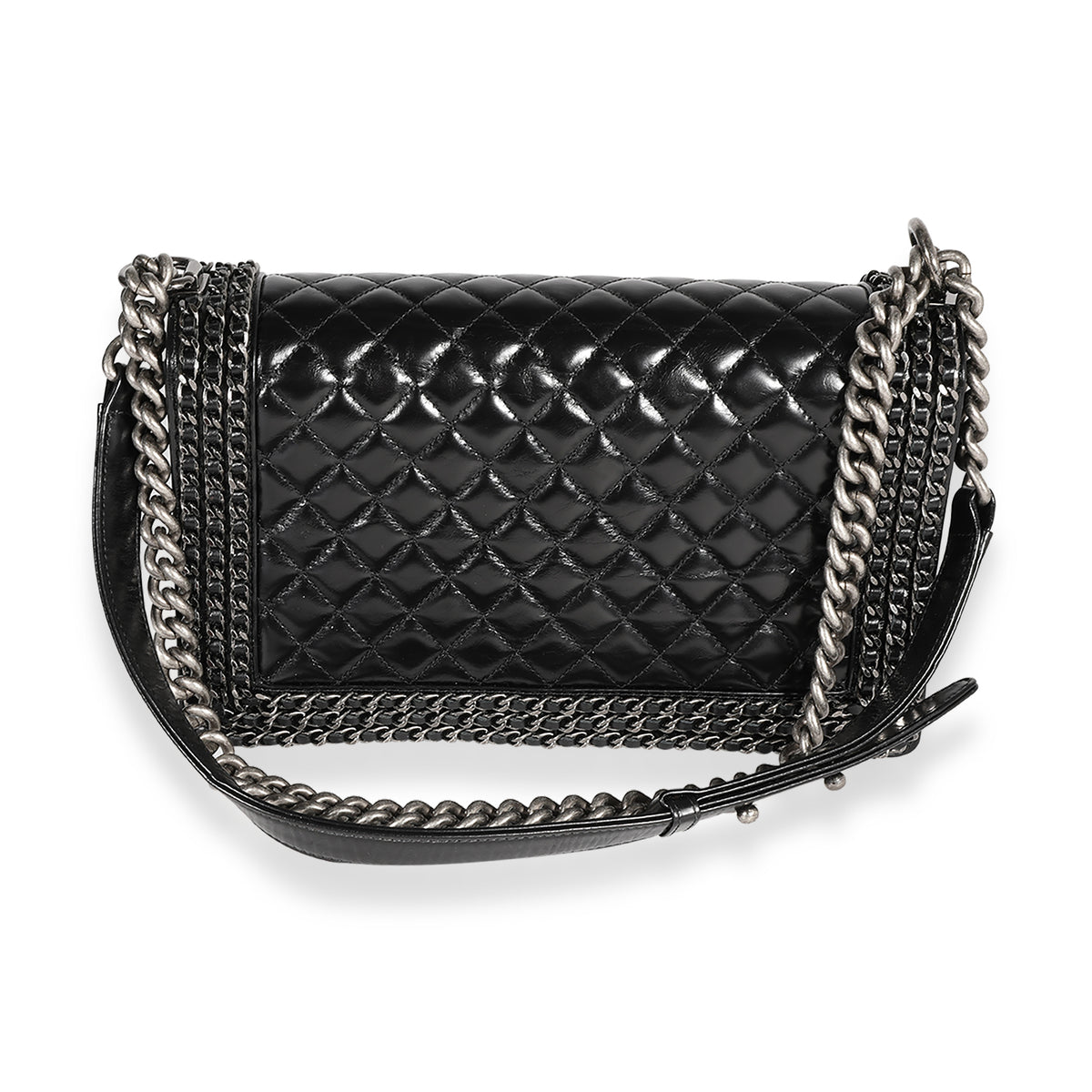 Chanel Black Quilted Calfskin Chained Medium Boy Bag