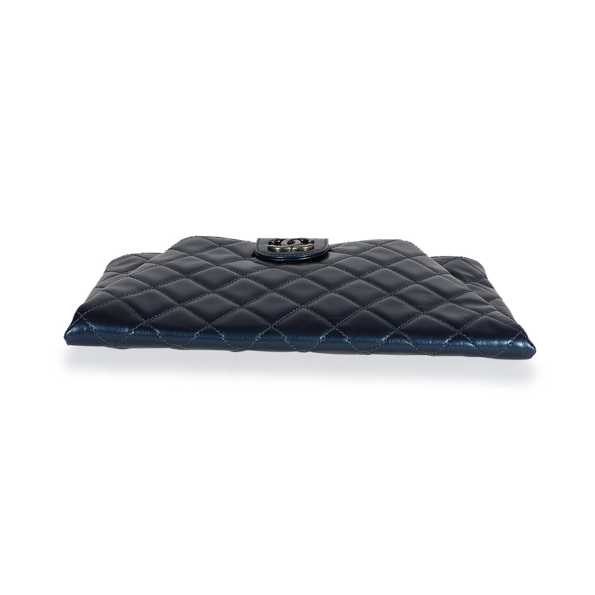 Chanel Navy Quilted Calfskin Coco Pleats Clutch