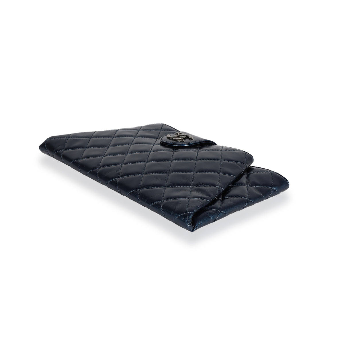 Chanel Navy Quilted Calfskin Coco Pleats Clutch