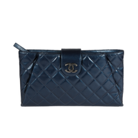 Chanel Navy Quilted Calfskin Coco Pleats Clutch