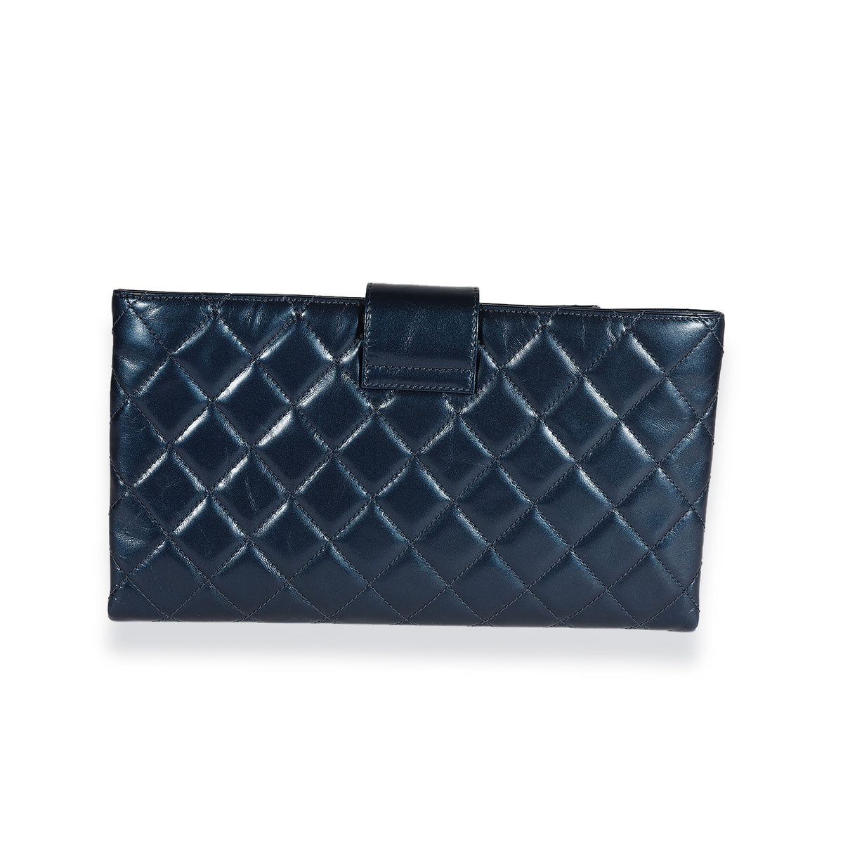 Chanel Navy Quilted Calfskin Coco Pleats Clutch