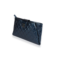 Chanel Navy Quilted Calfskin Coco Pleats Clutch