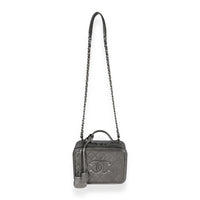 Chanel Gunmetal Quilted Caviar Medium Filigree Vanity Case