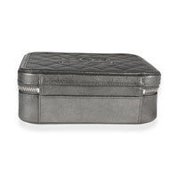 Chanel Gunmetal Quilted Caviar Medium Filigree Vanity Case