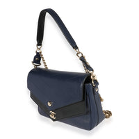 Chanel Blue & Black Chevron Calfskin Double Envelope Flap Bag