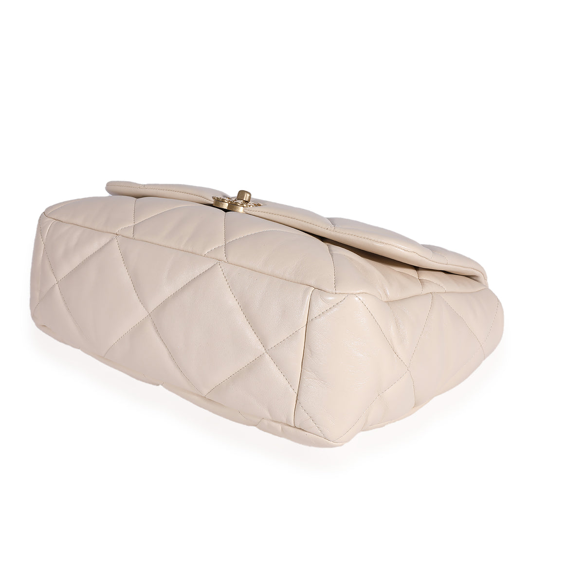 Chanel Beige Quilted Lambskin Chanel 19 Maxi Flap Bag