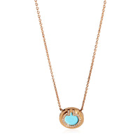 Tiffany T. Diamond And Turquoise Circle Pendant 18K Rose Gold .03 Ctw