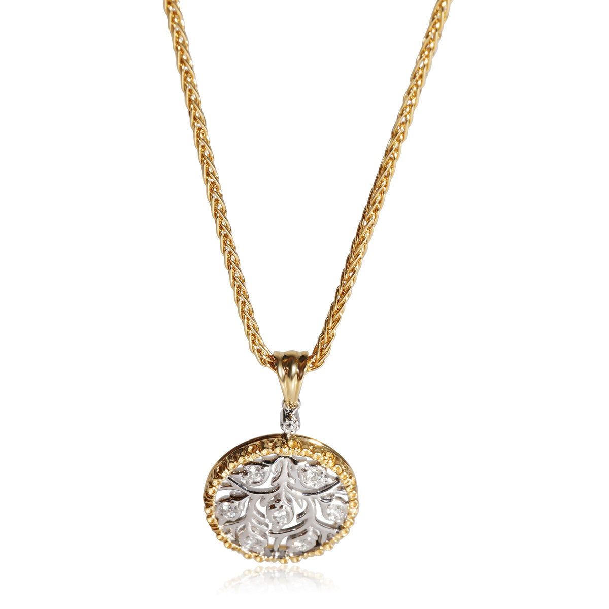 Buccellati Ramage Round Diamond Pendant in 18k White Gold/Yellow Gold 0.14 CTW