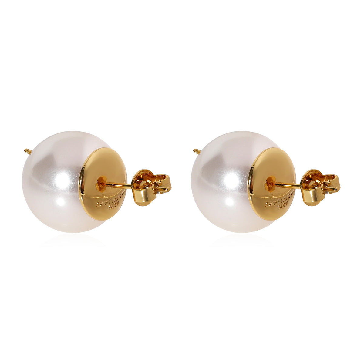 YSL Faux Pearl Logo Stud Earrings