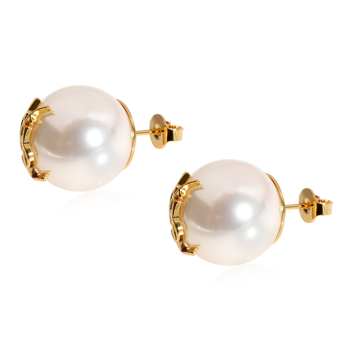 YSL Faux Pearl Logo Stud Earrings