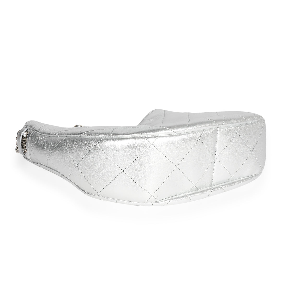 Silver Quilted Lambskin Chain Hobo