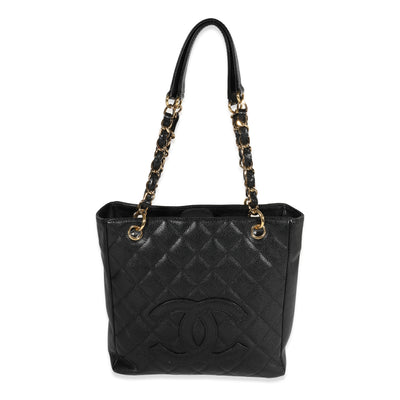 Chanel Black Quilted Caviar Petite Shopping Tote