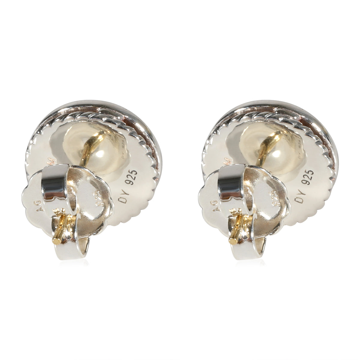 David Yurman Cerise Pearl Diamond Earrings in Sterling Silver 0.29 CTW
