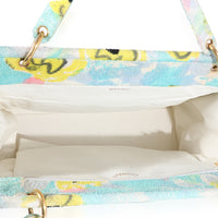 Chanel Multicolor Floral Print Terrycloth Frame Tote