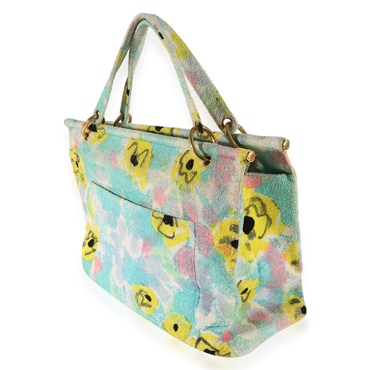 Chanel Multicolor Floral Print Terrycloth Frame Tote