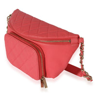 Chanel Coral Quilted Caviar Business Affinity Waist Bag