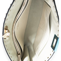 Valentino Cream Grained Leather Rockstud Flip-Lock Clutch