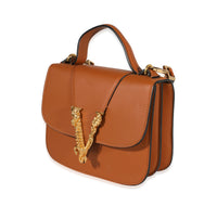 Versace Caramel Smooth Leather Virtus Barocco V Small Top Handle