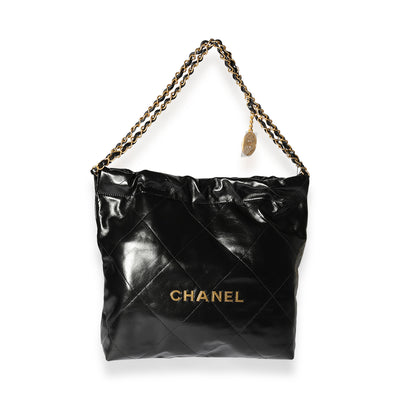 Chanel Black Quilted Shiny Calfskin Small Chanel 22 Bag