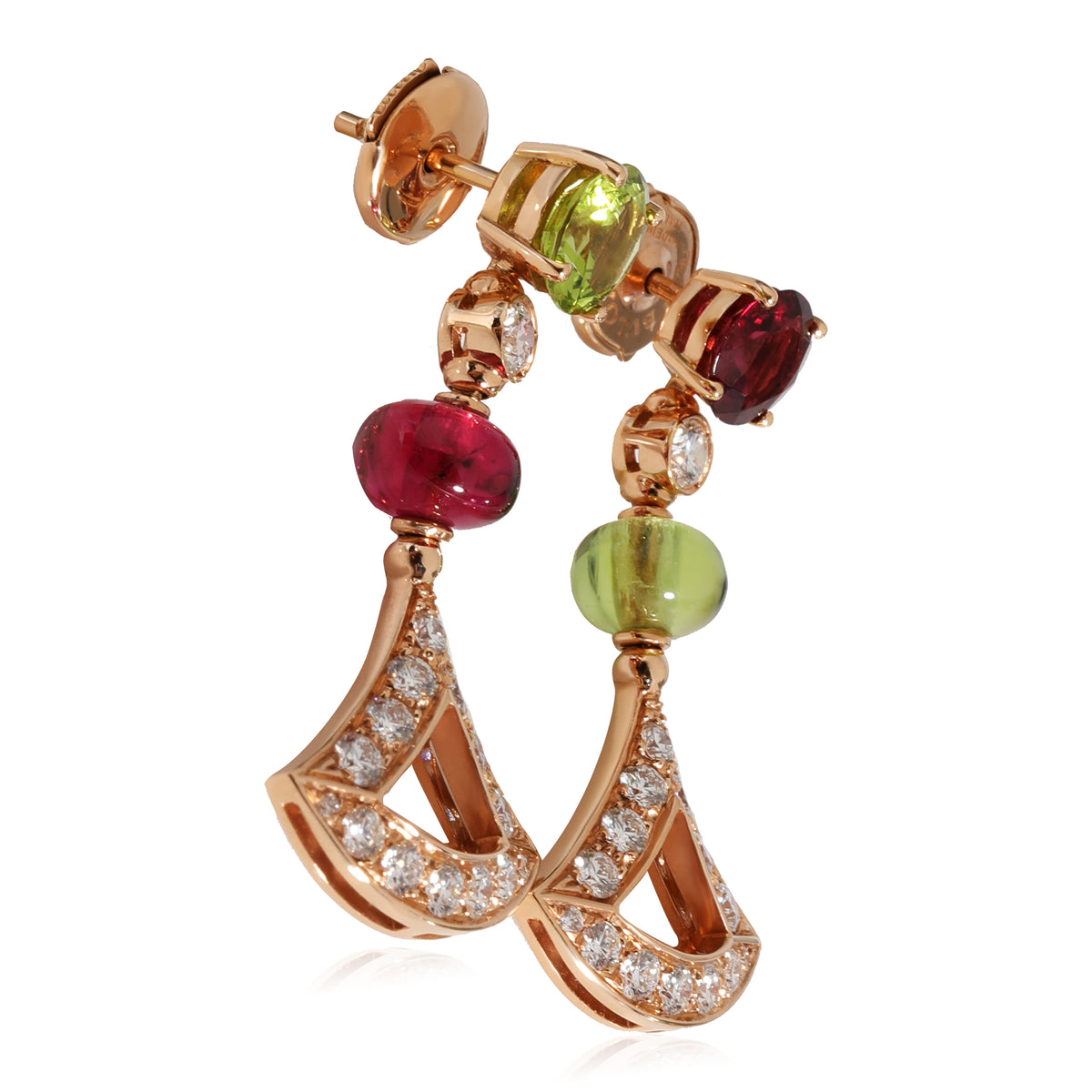 BVLGARI Divas Dream Gemstone & Diamond Earrings in 18k Rose Gold 0.89 CTW