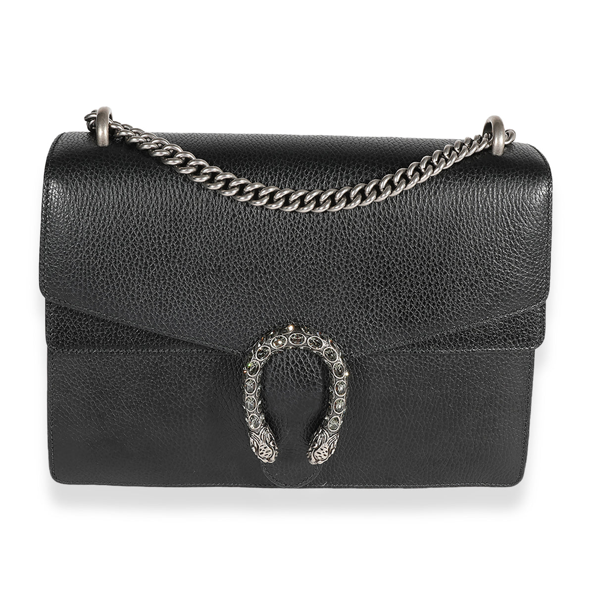 Black Grained Leather Medium Dionysus Shoulder Bag