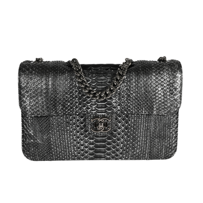 Chanel Black & Gray Python Pondicherry Flap Bag