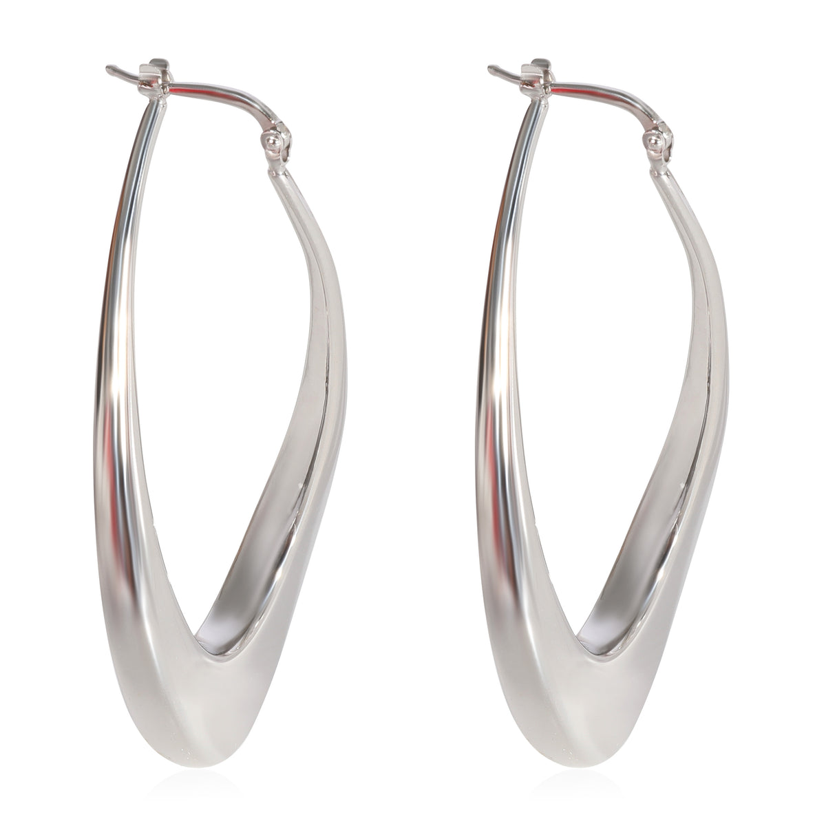Roberto Coin Twisted Teardrop Hoop Earrings in 18k White Gold