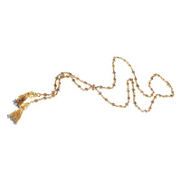 Matinee Necklace with Two Tassels Ending in  Beaded Sapphires, 18k Yellow Gold