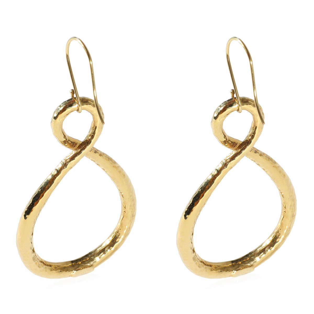 Ippolita Hammered Twisted Hoop Earrings in 18k Yellow Gold