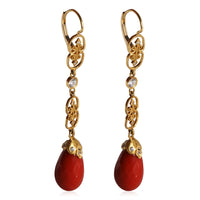 Coral Diamond Earrings in 14k Yellow Gold 0.5 CTW