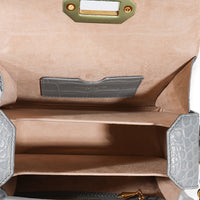 Alexander McQueen Gray Crocodile-Embossed Calfskin Box Bag 19