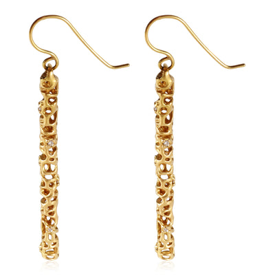 Tube Drop Diamond Earrings in 18k Yellow Gold 0.07 CTW