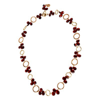 Domonique Cohen Garnet Bead Necklace in 18k 2 Tone Gold