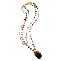 Tourmaline Bead Double Strand Necklace in 18k Yellow Gold
