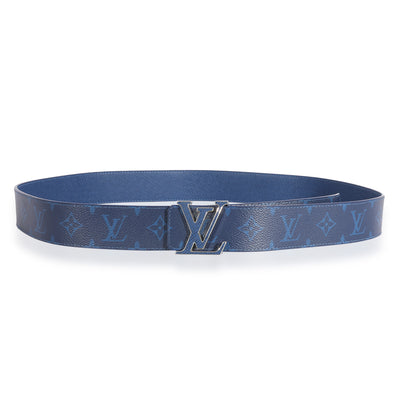 Louis Vuitton Cobalt Blue Taiga & Monogram Canvas  LV Initiales 40MM Belt