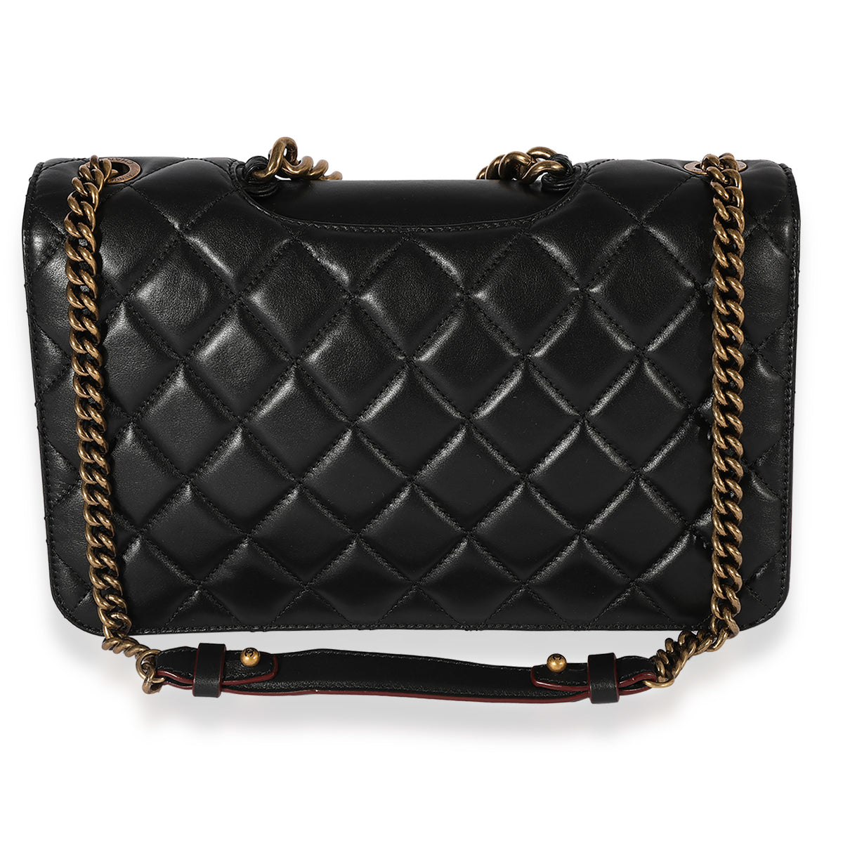 Chanel Flap Bag Top Handle Quilted Lambskin Gold-tone Small Black