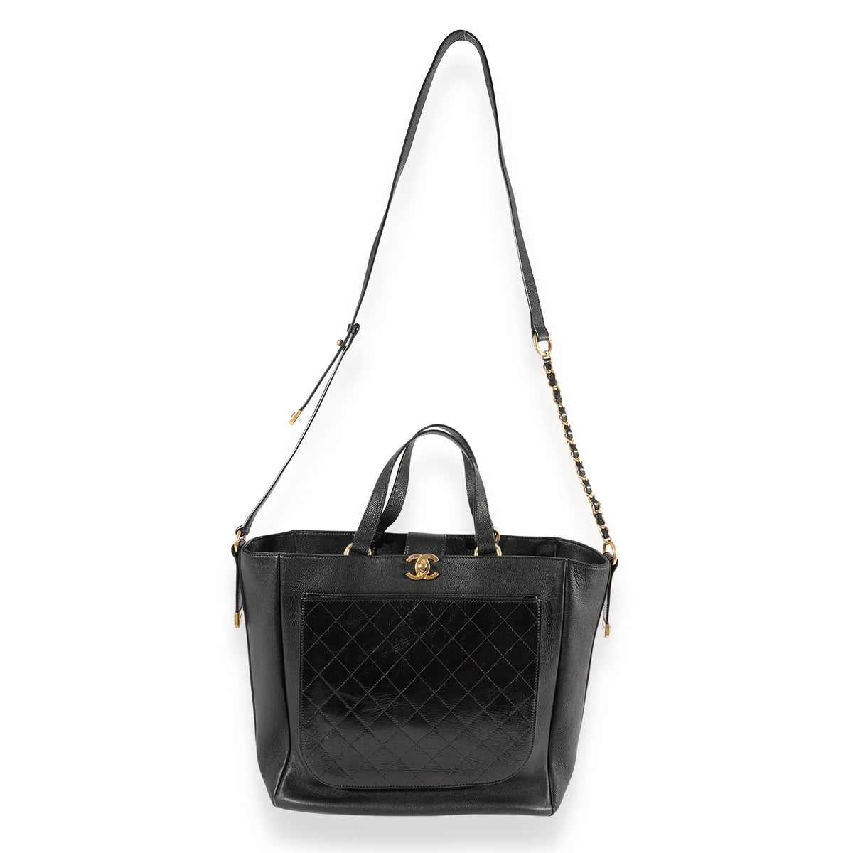 Chanel Black Quilted Calfskin Shopping Tote