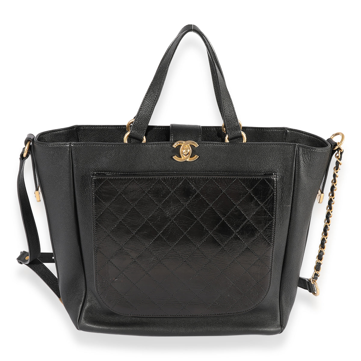 Chanel Reissue Shopping Tote Quilted Glazed Calfskin Large Black