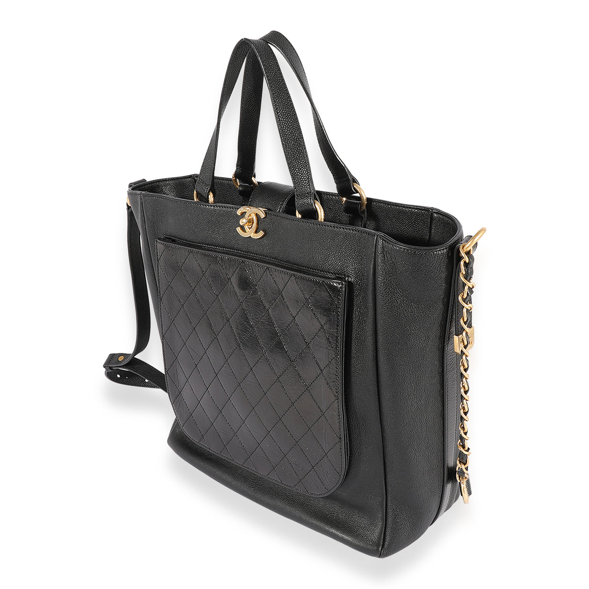 Chanel Black Quilted Calfskin Shopping Tote