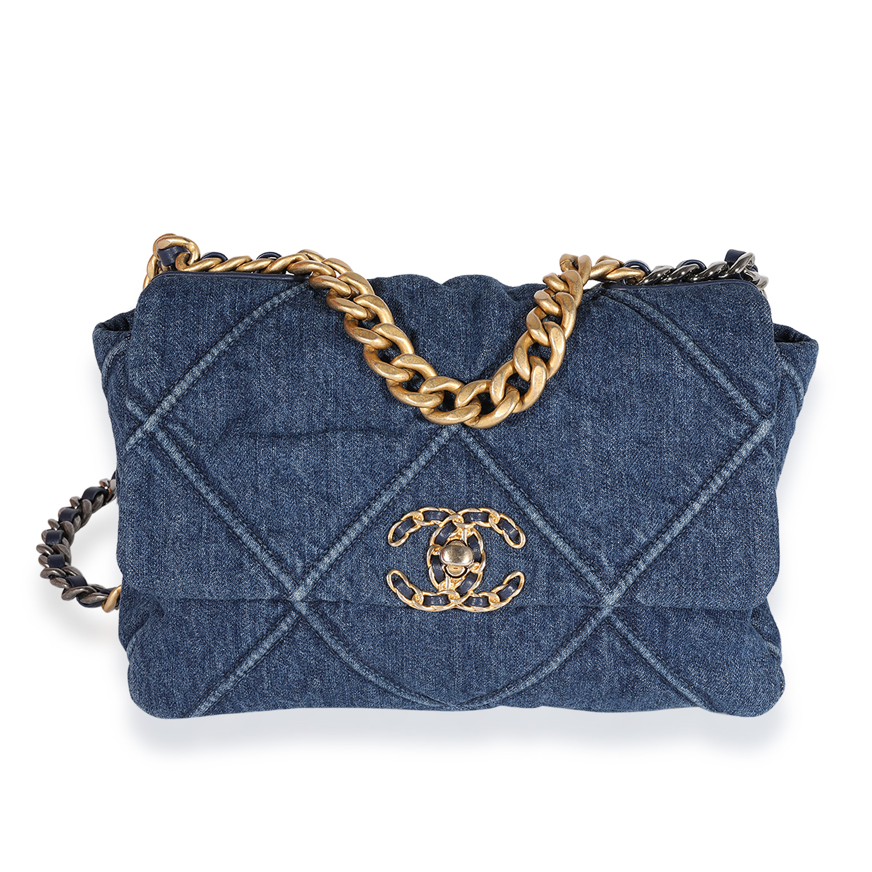 Chanel 19 Flap Bag Quilted Denim Medium Blue 2231641