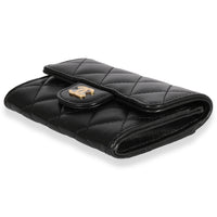 Chanel Black Quilted Lambskin Flap Card Holder Wallet